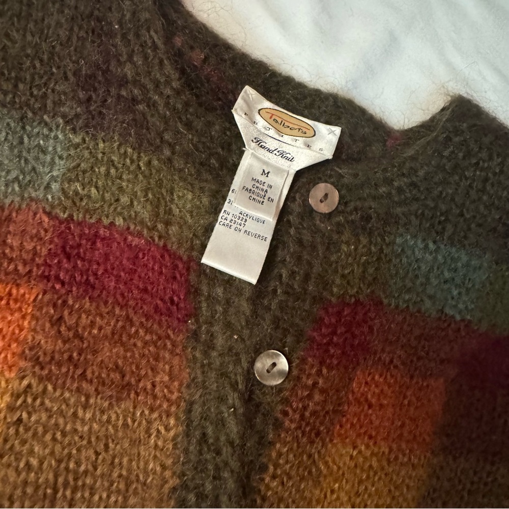 HAND KNIT …Talbots Autumn Tones Plaid Cardigan. Perfect condition - Picture 4 of 11
